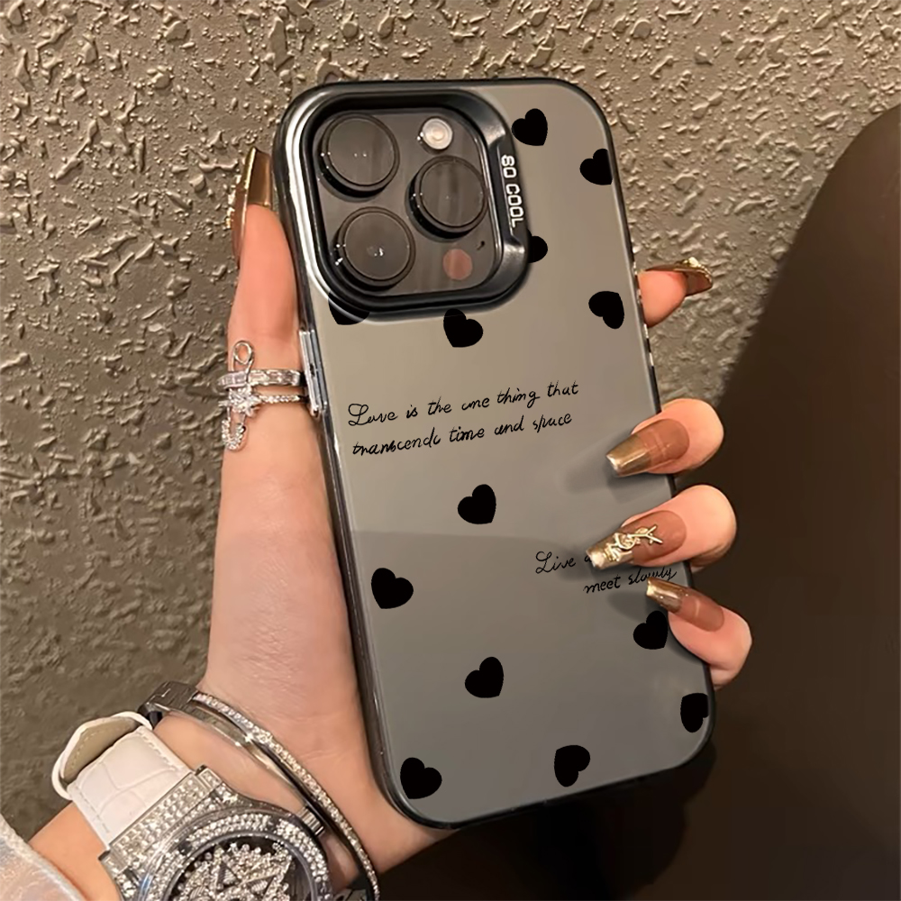 Matte Pc Case - Şık Sevimli Kalp Desenli Telefon Kılıfı